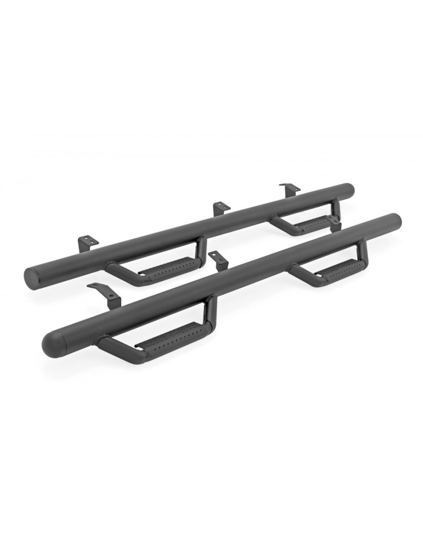 Progi, stopnie boczne czarne Rough Country Nerf Steps Double Cab