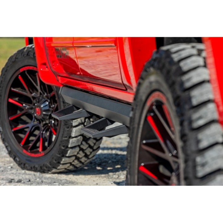Progi, stopnie boczne regulowane aluminiowe Rough Country SRL2 Crew Cab - ujęcie 6
