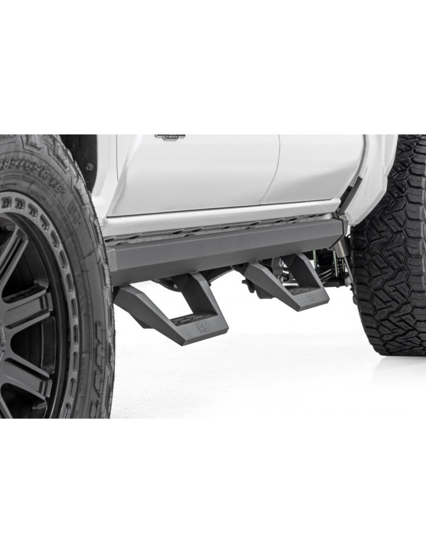 Progi, stopnie boczne regulowane aluminiowe Rough Country SRX2 Double Cab