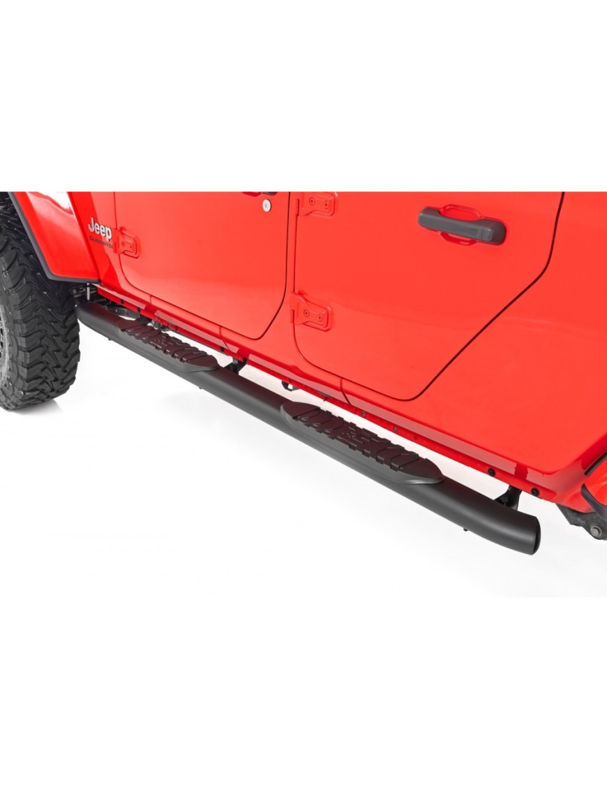 Progi, stopnie boczne czarne Rough Country Oval Nerf Steps