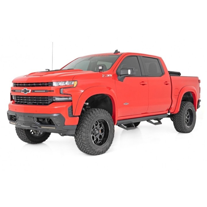 Progi, stopnie boczne regulowane aluminiowe Rough Country SRX2 Crew Cab - ujęcie 2