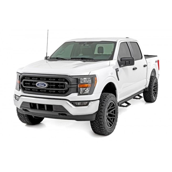 Progi, stopnie boczne regulowane aluminiowe Rough Country SRL2 Crew Cab - ujęcie 2