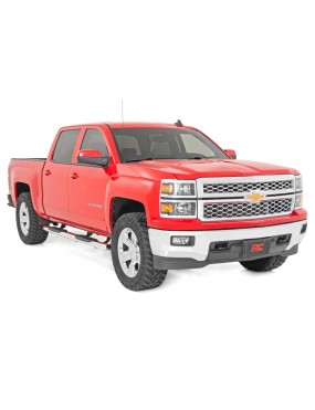 Progi, stopnie boczne srebrne Rough Country Oval Nerf Steps Crew Cab