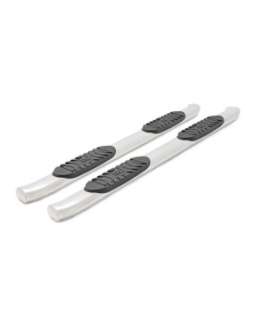 Progi, stopnie boczne srebrne Rough Country Oval Nerf Steps Crew Cab