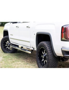 Progi, stopnie boczne srebrne Rough Country Oval Nerf Steps Crew Cab
