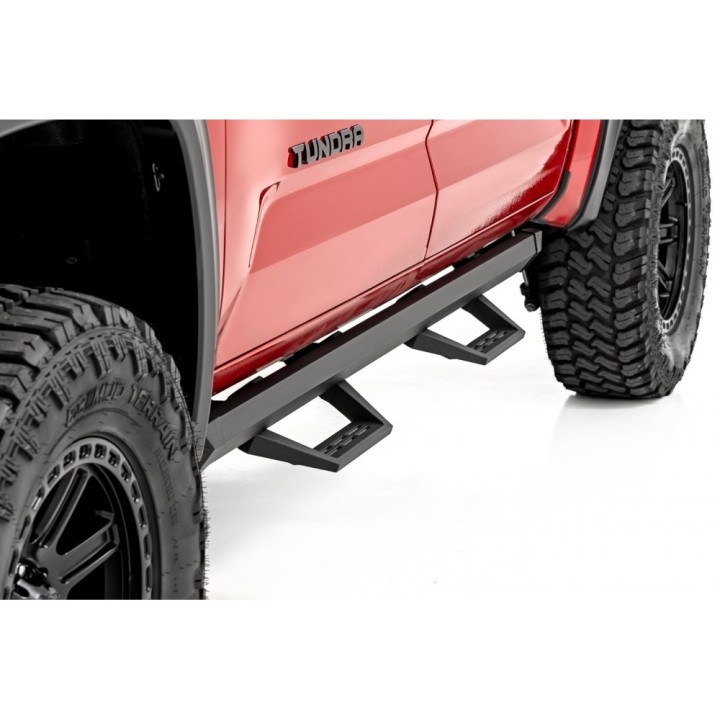 Progi, stopnie boczne regulowane aluminiowe Rough Country SRL2 Crew Cab - ujęcie 4