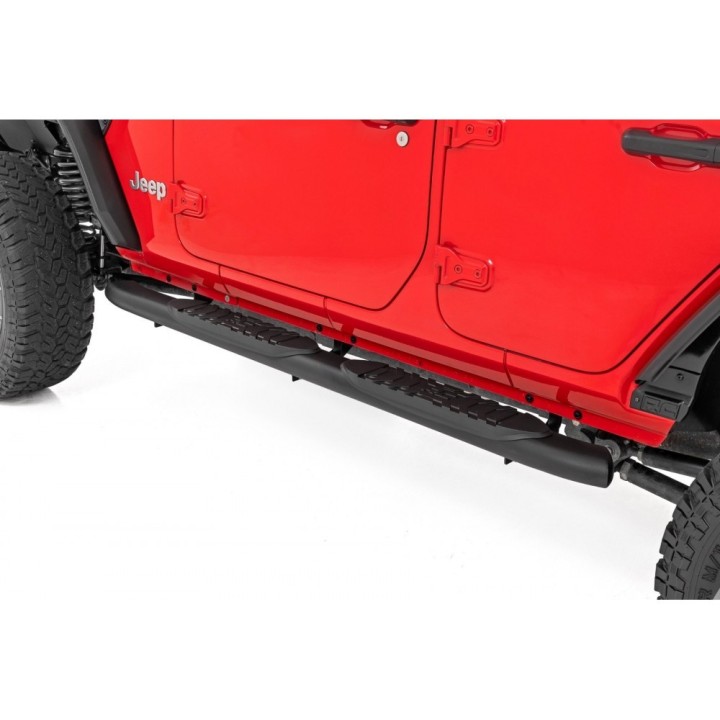 Progi, stopnie boczne czarne Rough Country Oval Nerf Steps