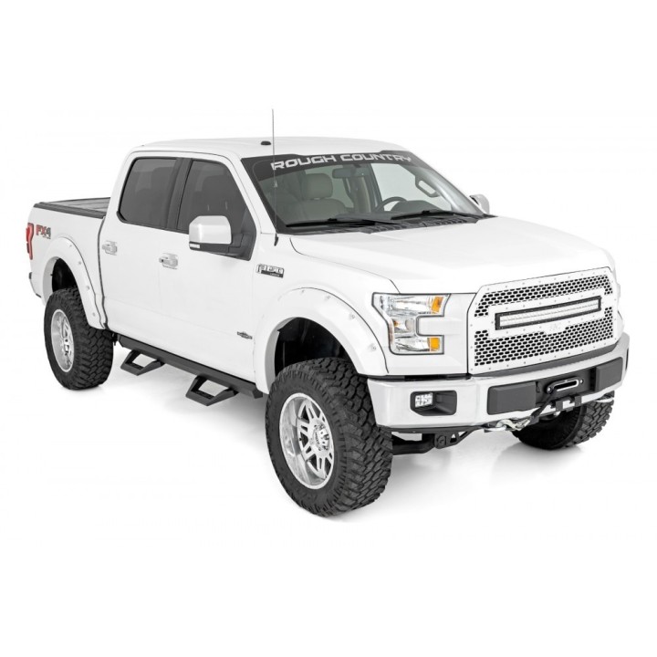 Progi, stopnie boczne regulowane aluminiowe Rough Country SRX2 Crew Cab - ujęcie 2