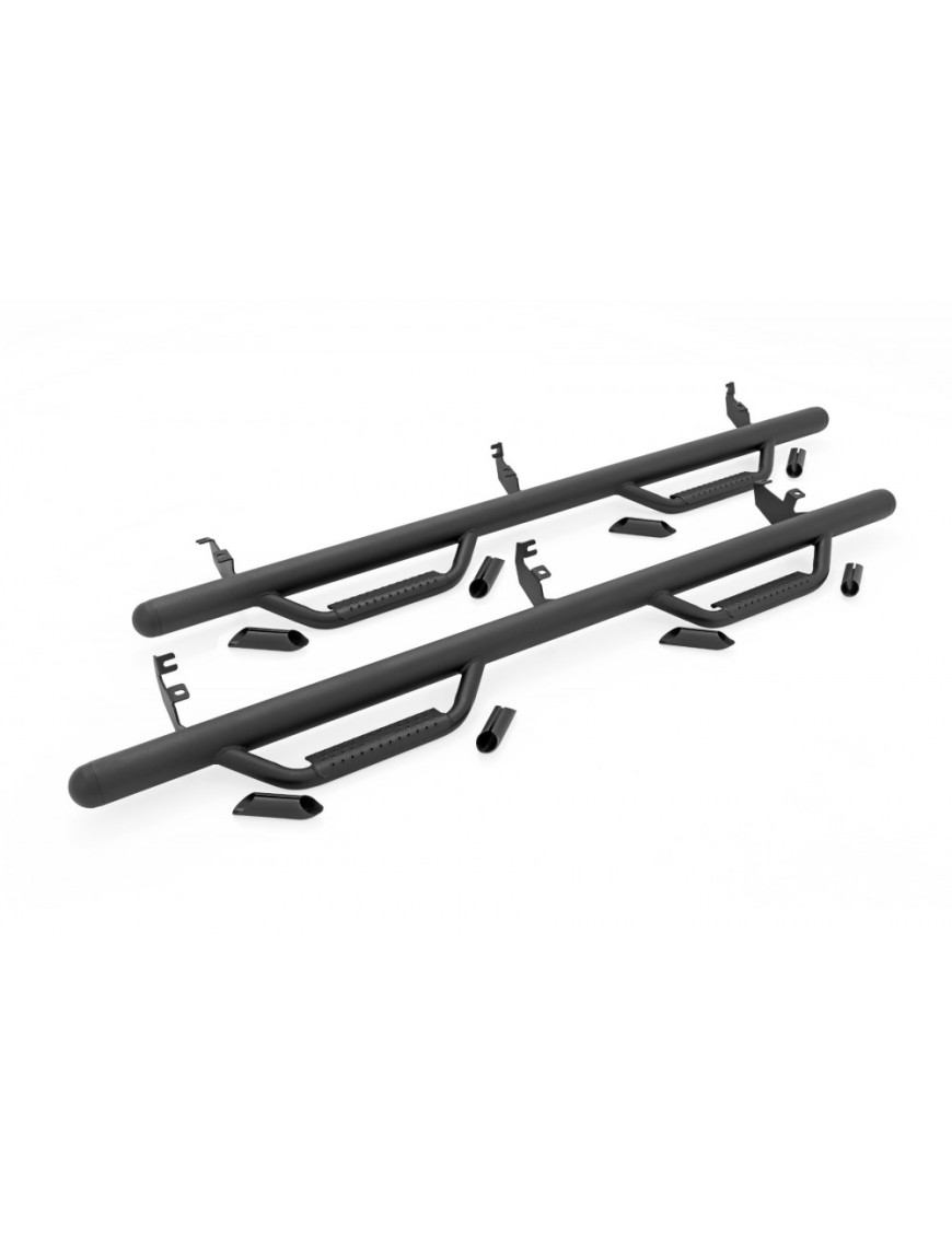 Progi, stopnie boczne czarne Rough Country Nerf Steps Crew Cab