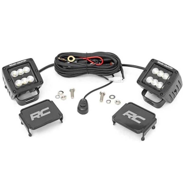 Lampy LED 2" kwadratowe flood Rough Country Black Series