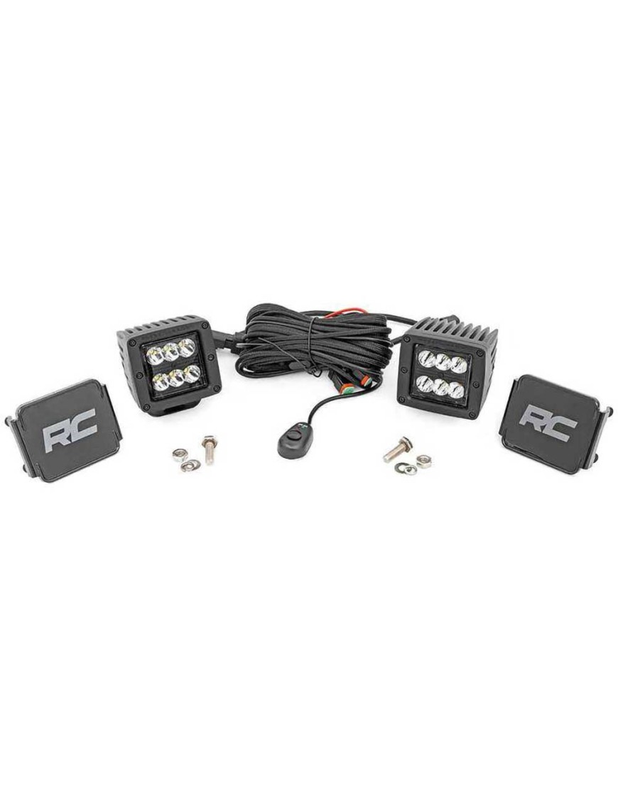 Lampy LED 2" kwadratowe flood Rough Country Black Series - ujęcie 2