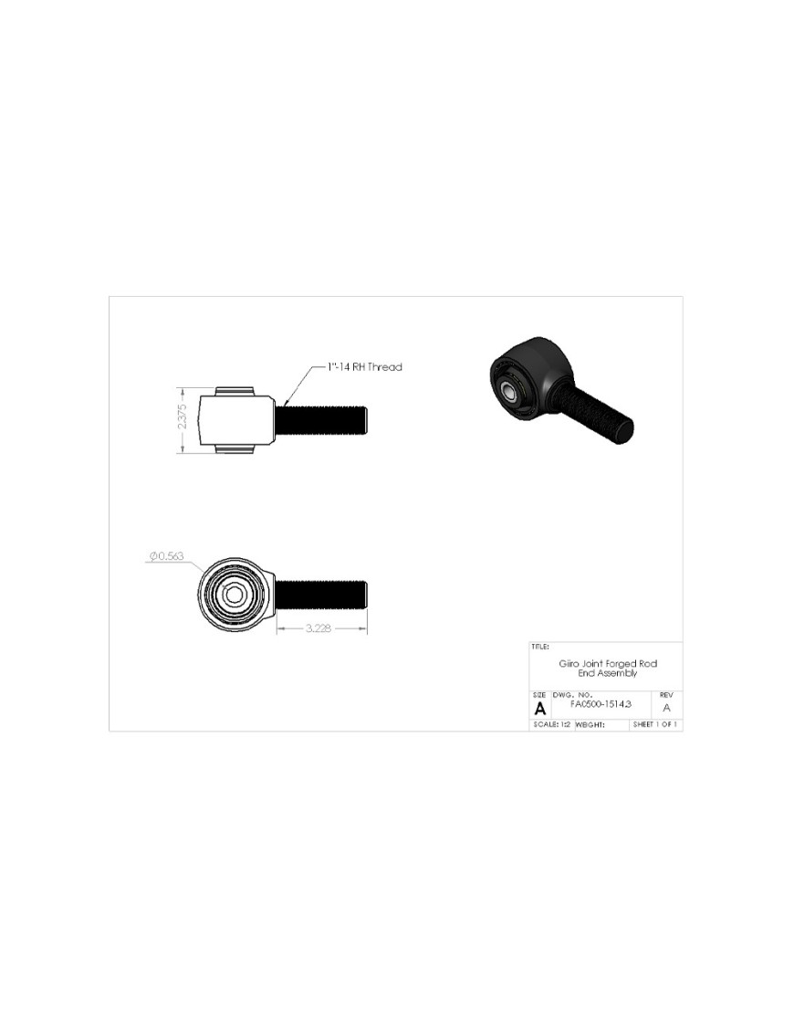 Końcówka z tuleją Giiro do górnego wahacza tył Clayton 1"-14