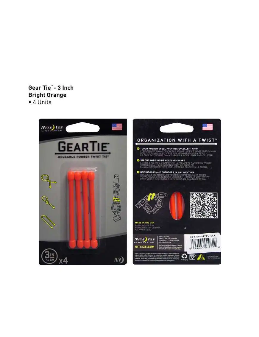 Nite Ize Gear Tie 3 Pomarańczowy 4Pack GT3-4PK-31