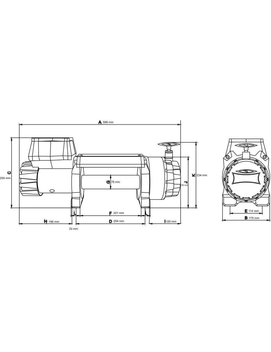 DWH 15000 HD Dragon Winch Highlander steel cable winch