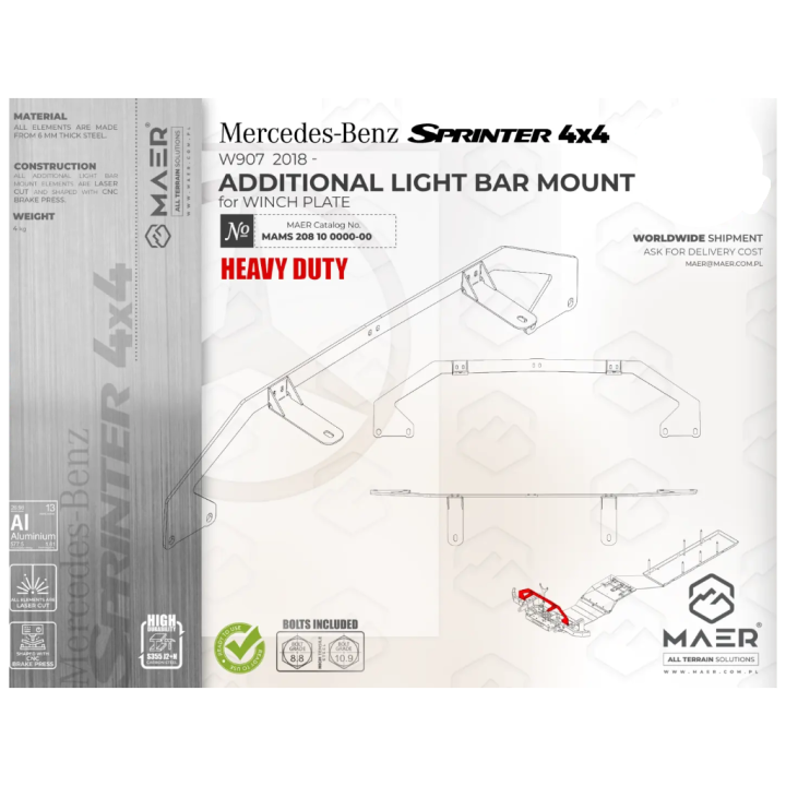 Mocowanie listwy LED do płyty pod wyciągarkę Heavy Duty Maer - ujęcie 3