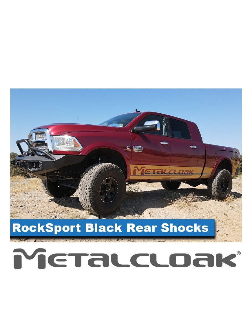 MetalCloak Amortyzatory RockSport BLACK ze zbiornikiem, tył, para, lift 3,5", RAM 2500 2014+