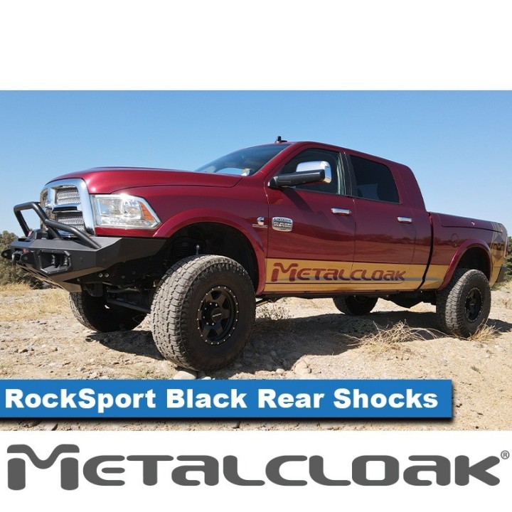 MetalCloak Amortyzatory RockSport BLACK ze zbiornikiem, tył, para, lift 4,5", RAM 2500 2014+