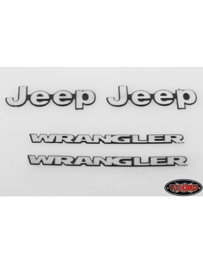 Metalowe emblematy Jeep i Wrangler 1/10 RC4WD VVV-C0060, Tamiya CC01