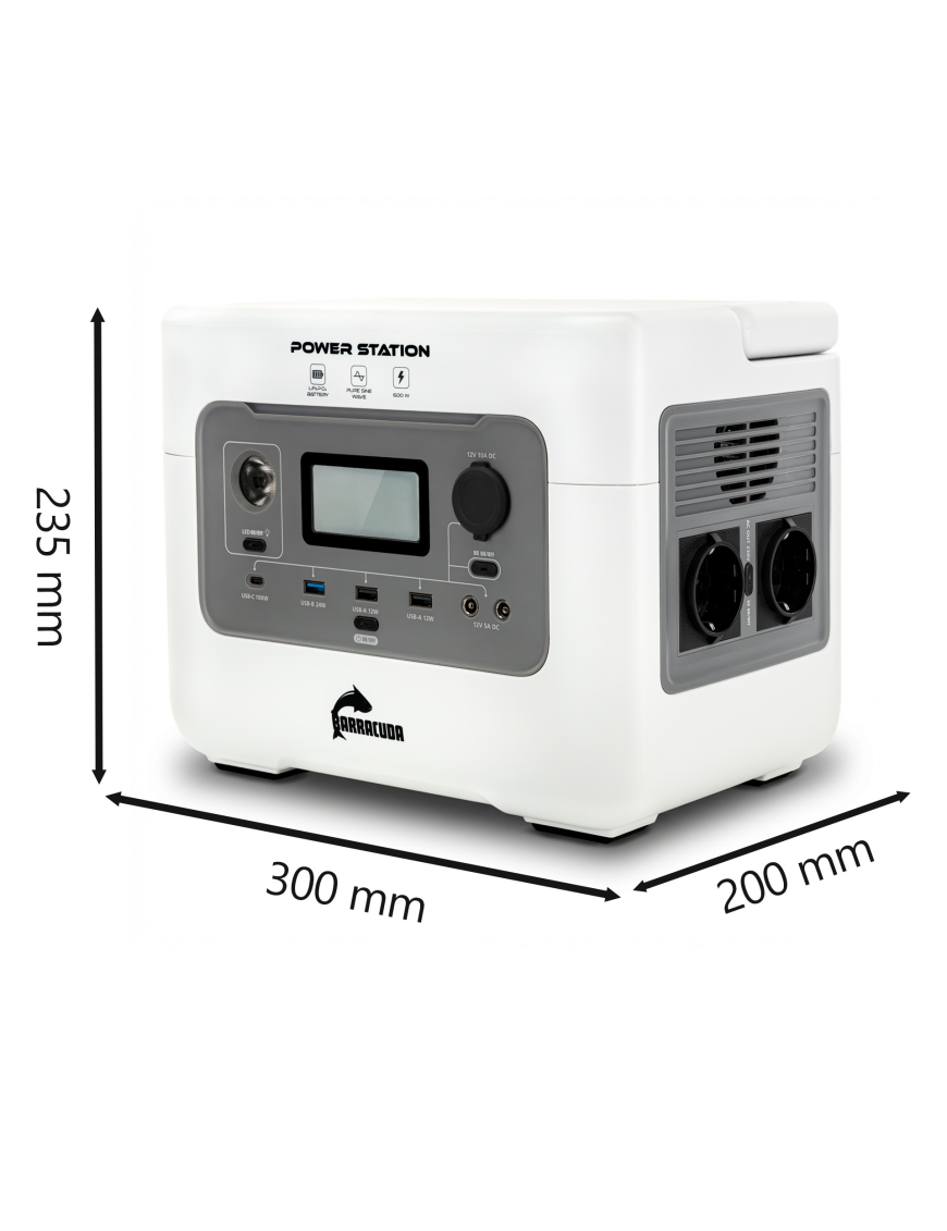 Stacja zasilania Barracuda DPS600 600W/1200W LiFePO4 576Wh
