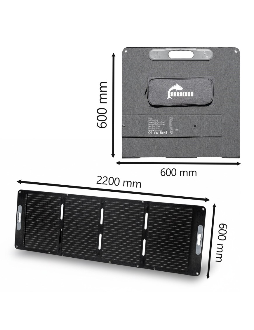 Panel solarny składany Barracuda BSP200 200W 20 V / 10 A, IP67