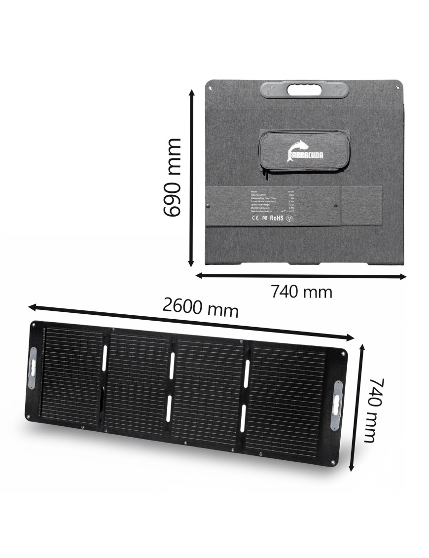 Panel solarny składany Barracuda BSP300 300W 36 V / 8 A, IP67