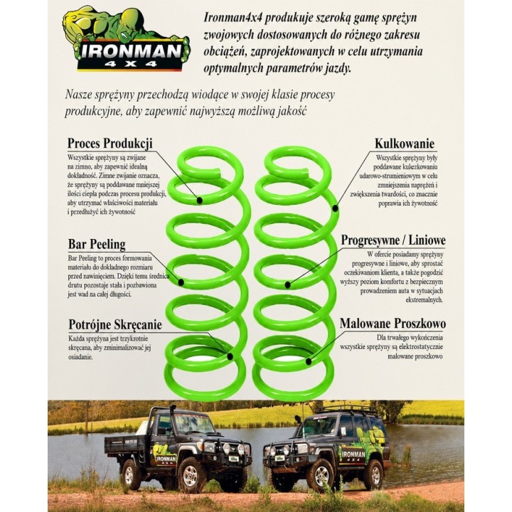 Sprężyny zawieszenia przednie Ironman 4x4 wzmocnione, lift 2" — Mitsubishi Pajero/Montero (MITS034B) - ujęcie 3
