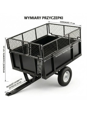 Przyczepka ogrodowa z kiprem Barracuda B-TC3080, 300 kg, do quada i traktorka
