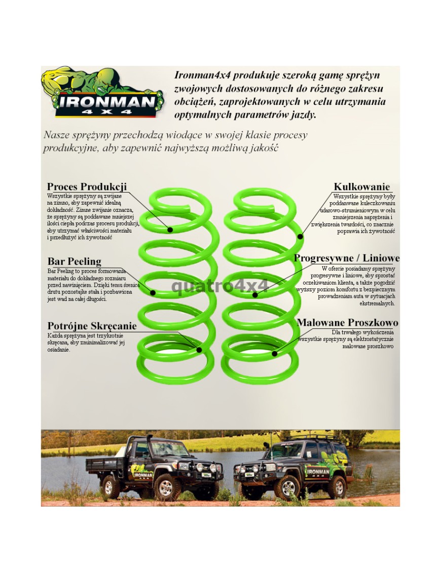 Sprężyny zawieszenia tylne Ironman 4x4 wzmocnione, lift 2" — SsangYong Musso Q250, SsangYong Musso Q261 2025R+ (SSANG014B)
