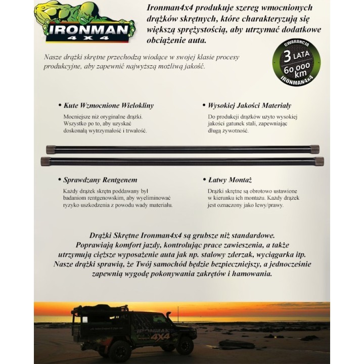 Wzmocnione drążki skrętne, komplet (2SZT) Ironman 4x4 — Toyota Hilux/4Runner, Toyota Hilux (TOY026) - ujęcie 3