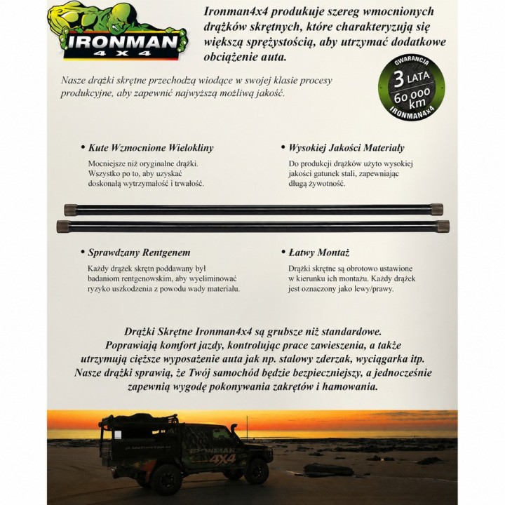 Wzmocnione drążki przednie, komplet (2SZT) Ironman 4x4 — Nissan Navara D22 2WD/4WD (NISS025) - ujęcie 6