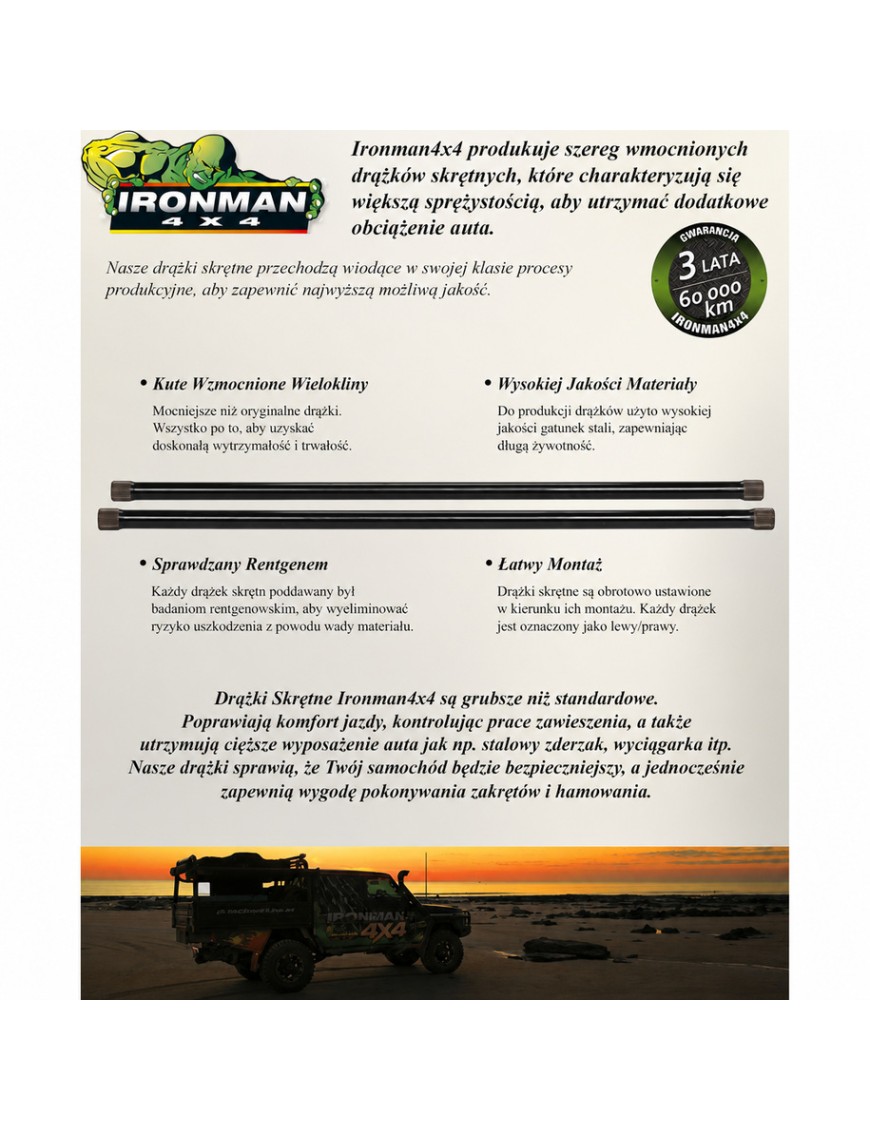 Wzmocnione drążki skrętne komplet (2 szt.) Ironman 4x4 — Mitsubishi Pajero V20, Mitsubishi Pajero/Montero (MITS013)