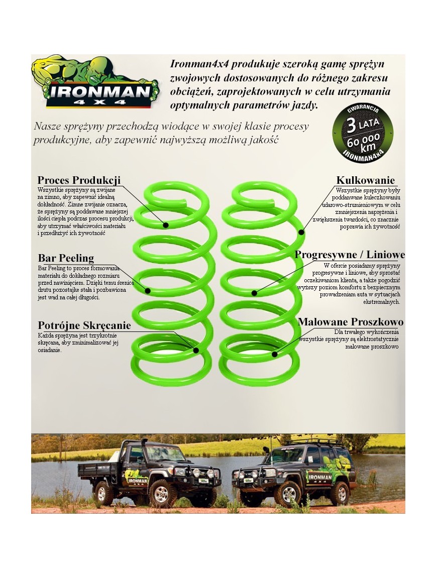 Sprężyny zawieszenia tylne Ironman 4x4 wzmocnione, lift 2" — Toyota Land Cruiser, Toyota 4Runner (TOY039A)