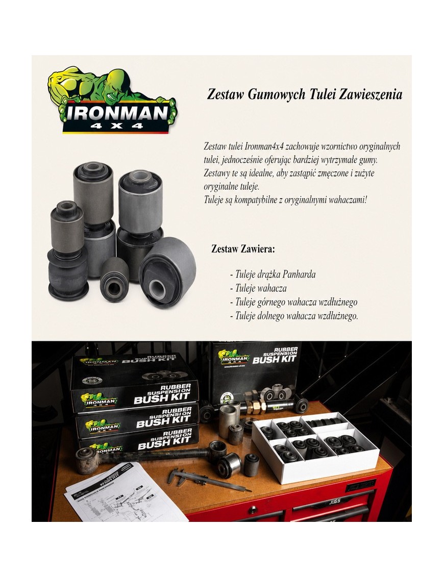 Wzmocniony komplet gumowo-metalowych tulei zawieszenia (20 szt.) Ironman 4x4 — Nissan Patrol GU Y61 (848RK) - ujęcie 3