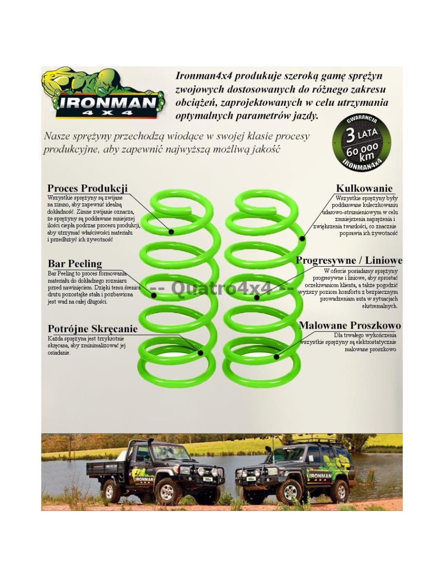 Sprężyny zawieszenia tylne Ironman 4x4 wzmocnione, lift 4" — Nissan Patrol Y61/Y60 (NISS027C)
