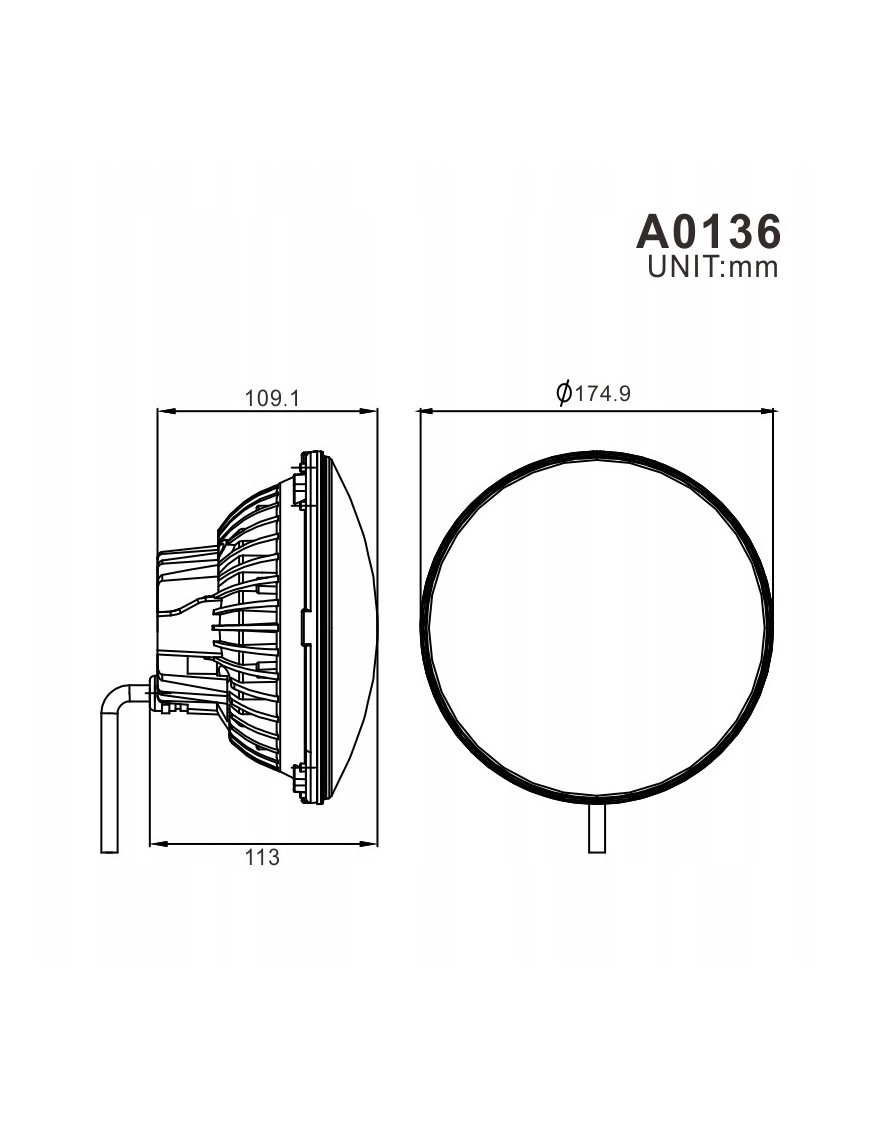 Reflektory LED 7 cali TXA 0136A — komplet 2 szt., mijania, drogowe, DRL, kierunkowskaz - ujęcie 4