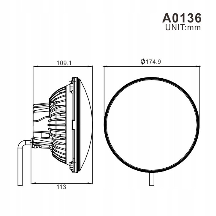 Reflektory LED 7 cali TXA 0136A — komplet 2 szt., mijania, drogowe, DRL, kierunkowskaz - ujęcie 4