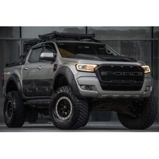 Listwy drzwi JUMBO Ford Ranger 2012-2022 — powiększone, ABS, czarny mat - ujęcie 2