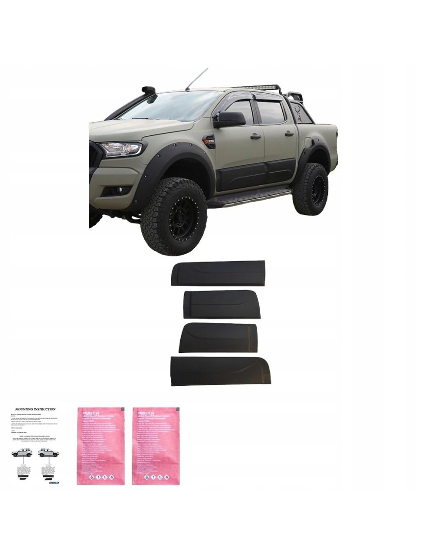 Listwy ochronne drzwi Ford Ranger 2012-2022 — ABS, czarny mat