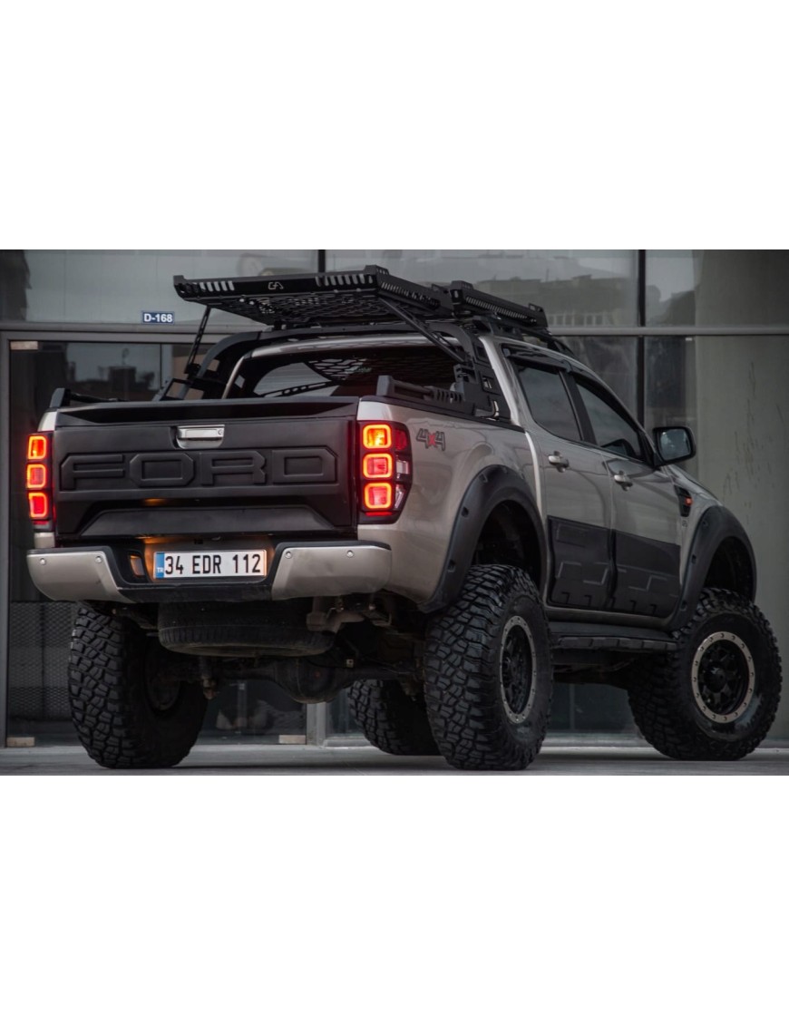 Listwy drzwi JUMBO Ford Ranger 2012-2022 — powiększone, ABS, czarny mat
