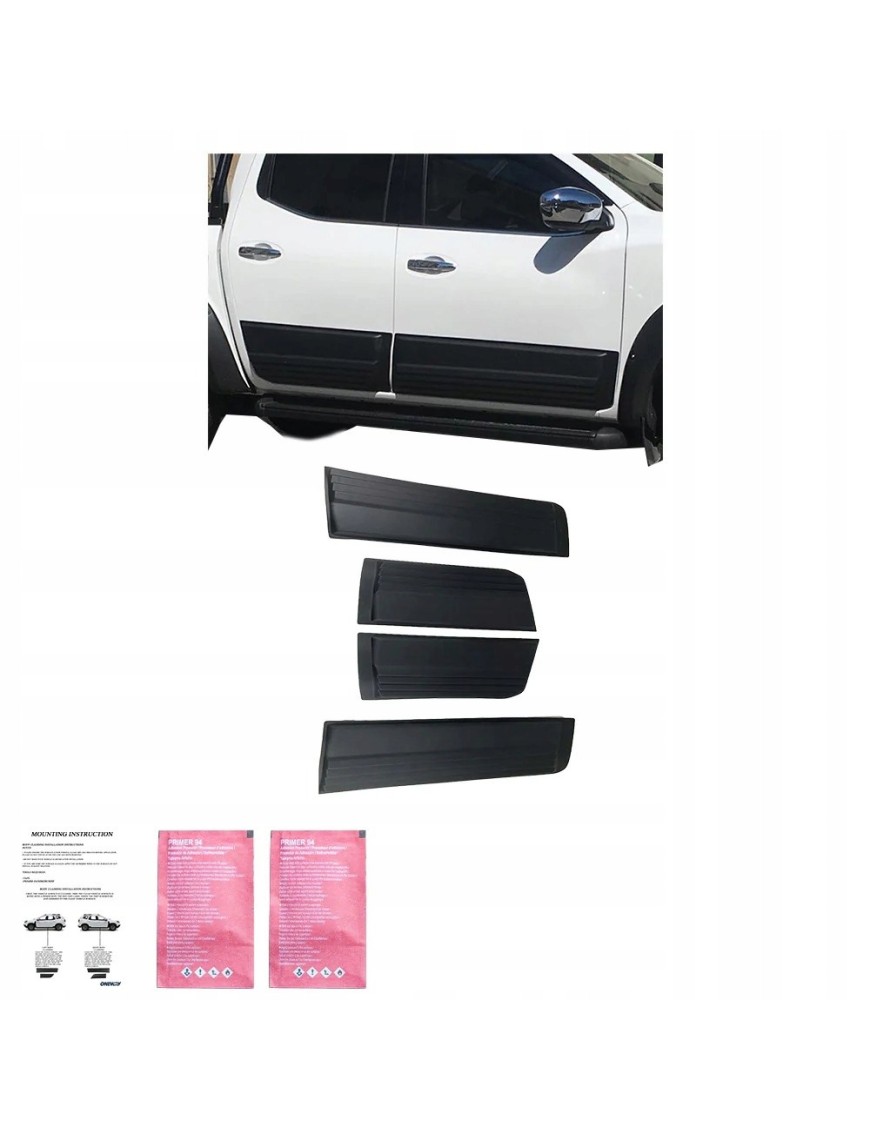 Listwy ochronne drzwi Nissan Navara NP300 D23 2014-2021 — ABS, czarny mat