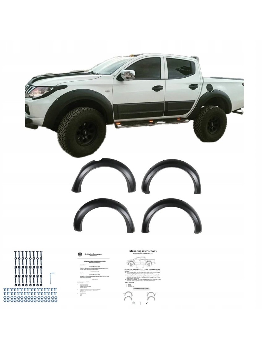 Poszerzenia błotników do Mitsubishi L200 2015-2019, komplet 4 szt.