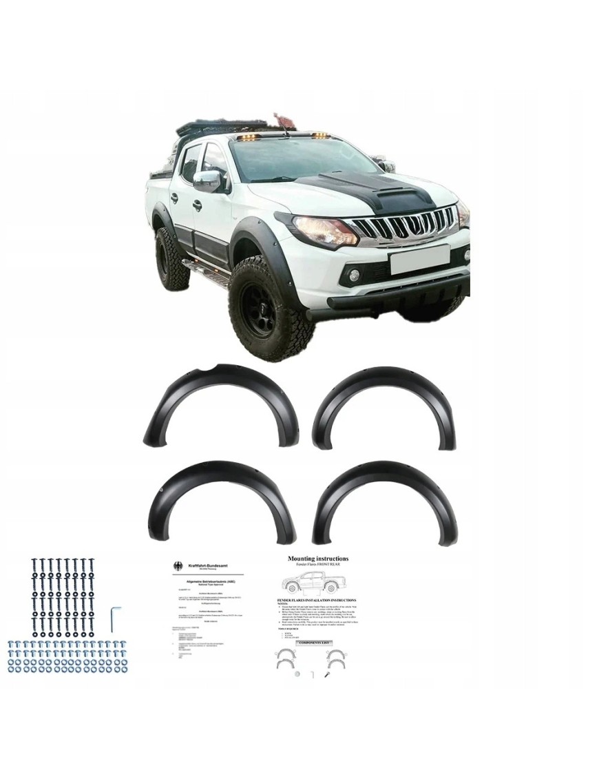 Poszerzenia błotników do Mitsubishi L200 2015-2019, komplet 4 szt.