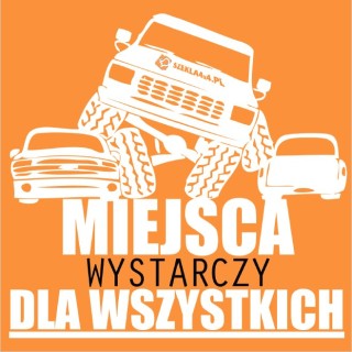 Naklejka Miejsca wystarczy dla wszystkich – terenówka wspinająca się po dwóch autach