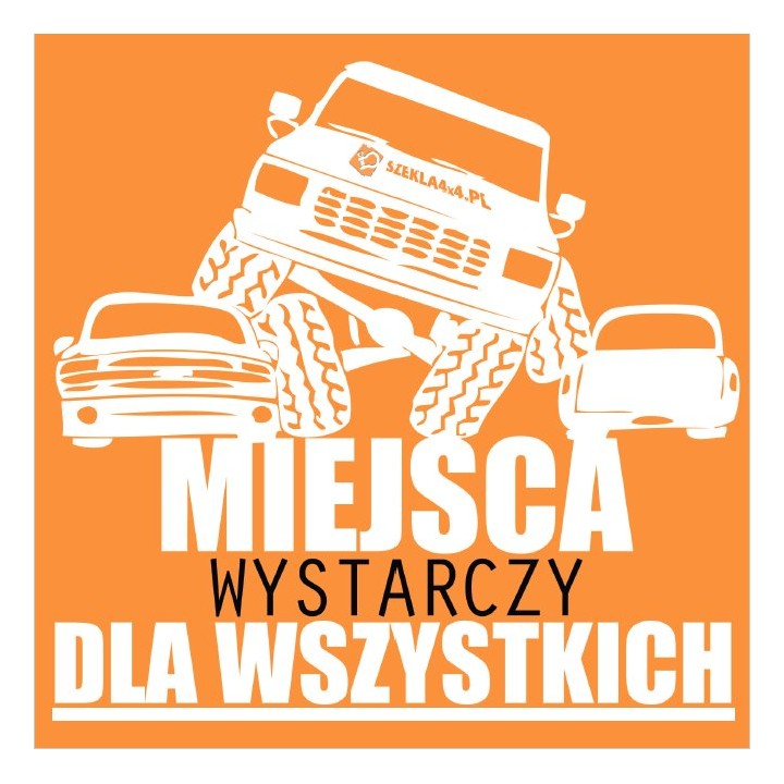 Naklejka Miejsca wystarczy dla wszystkich – terenówka wspinająca się po dwóch autach