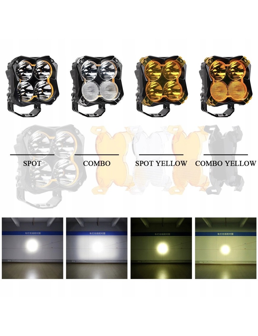 Komplet lamp LED 2 x 48 W z przesłonami wiązki światła
