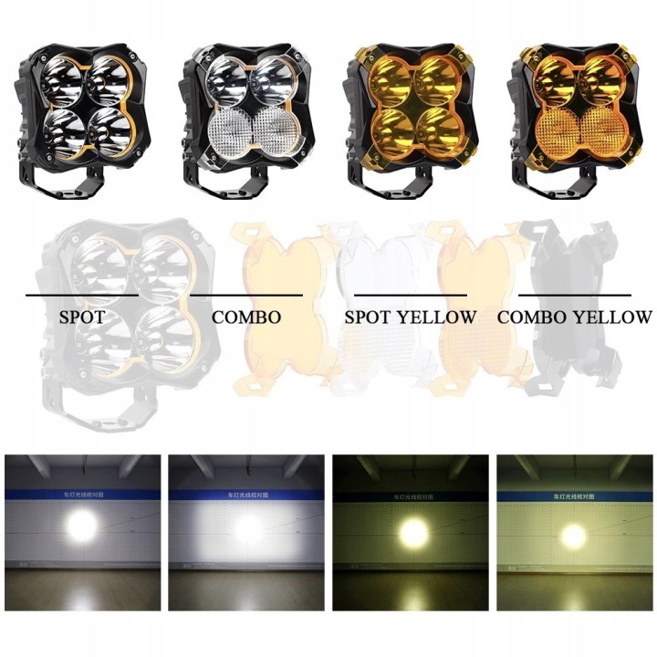 Komplet lamp LED 2 x 48 W z przesłonami wiązki światła