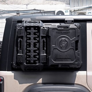 Panel Molle szyby bocznej lewej z kanistrem i trapem Jeep Wrangler JLU 2018+