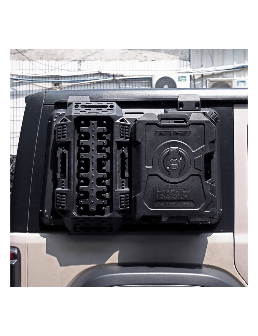 Panel Molle szyby bocznej lewej z kanistrem i trapem Jeep Wrangler JLU 2018+