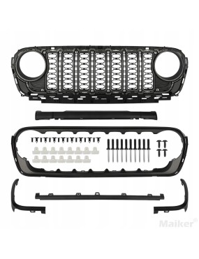Grill atrapa w stylu 2024 Jeep Wrangler JL / JLU 2018+ i Gladiator JT 2020+, bez kamery