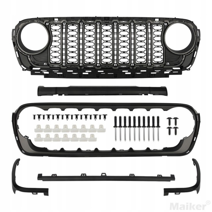 Grill atrapa w stylu 2024 Jeep Wrangler JL / JLU 2018+ i Gladiator JT 2020+, bez kamery - ujęcie 3